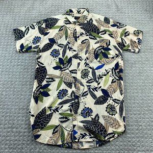 Hawaiian Shirt Men Large L Brown Floral K.A.S. Original Brand Button Up Casual